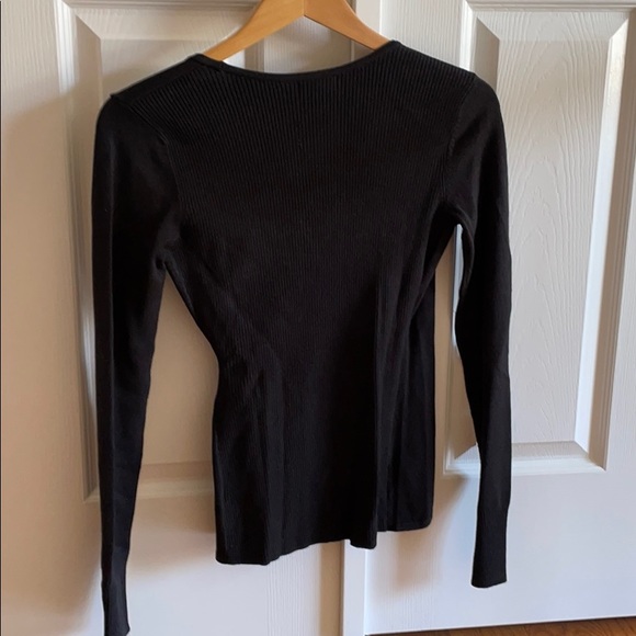 Black faux wrap knit top - Picture 3 of 4